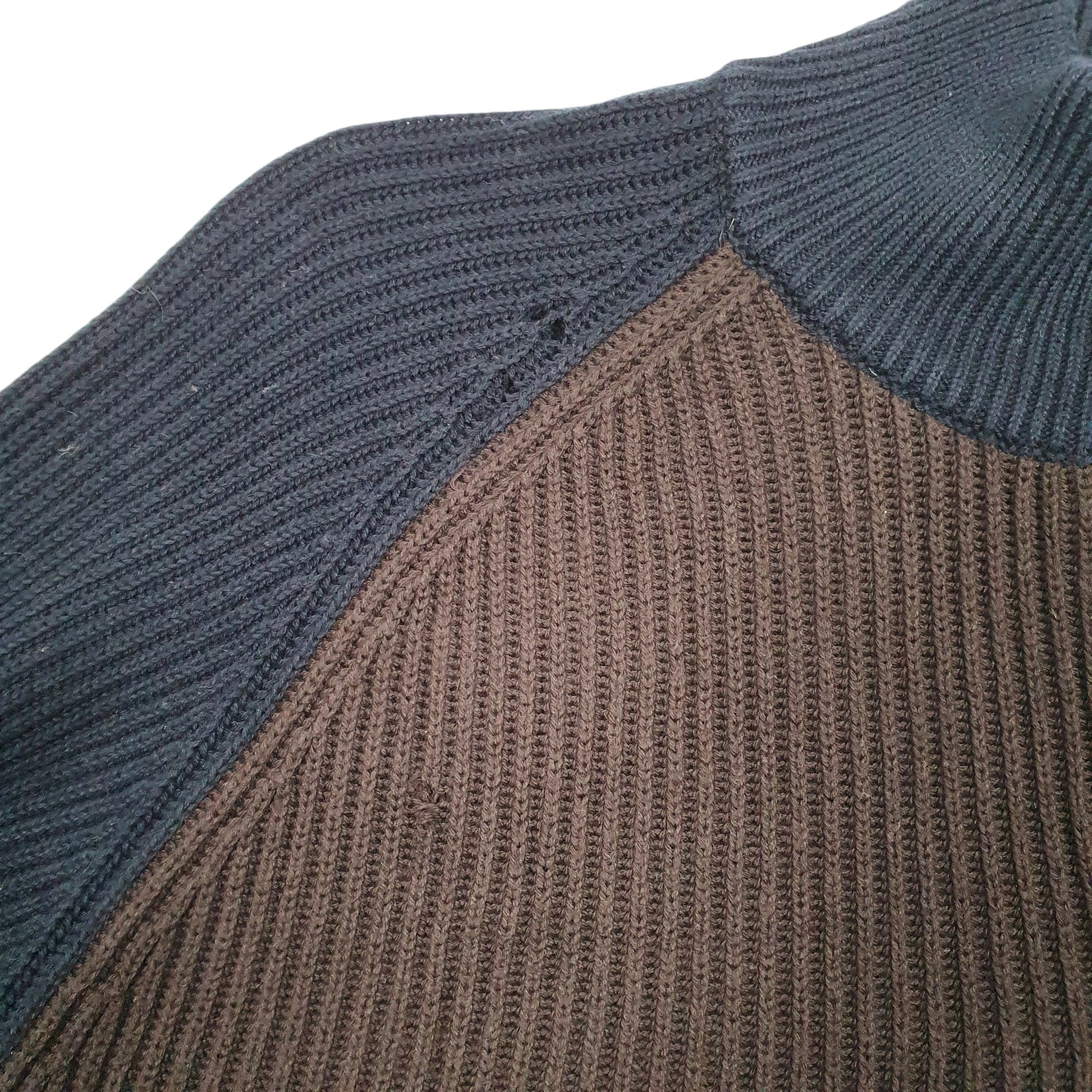 Mens Brown Nautica Knit Ribbed Jeans Quarter Zip Jumper