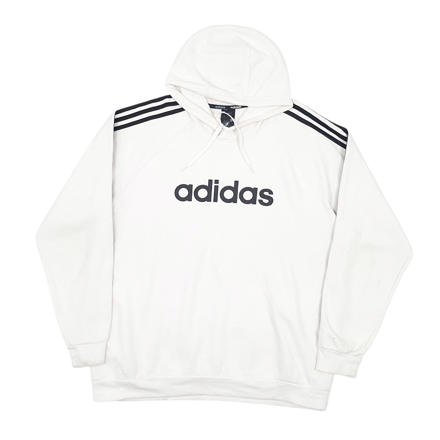 Mens White Adidas Spellout Hoodie Jumper