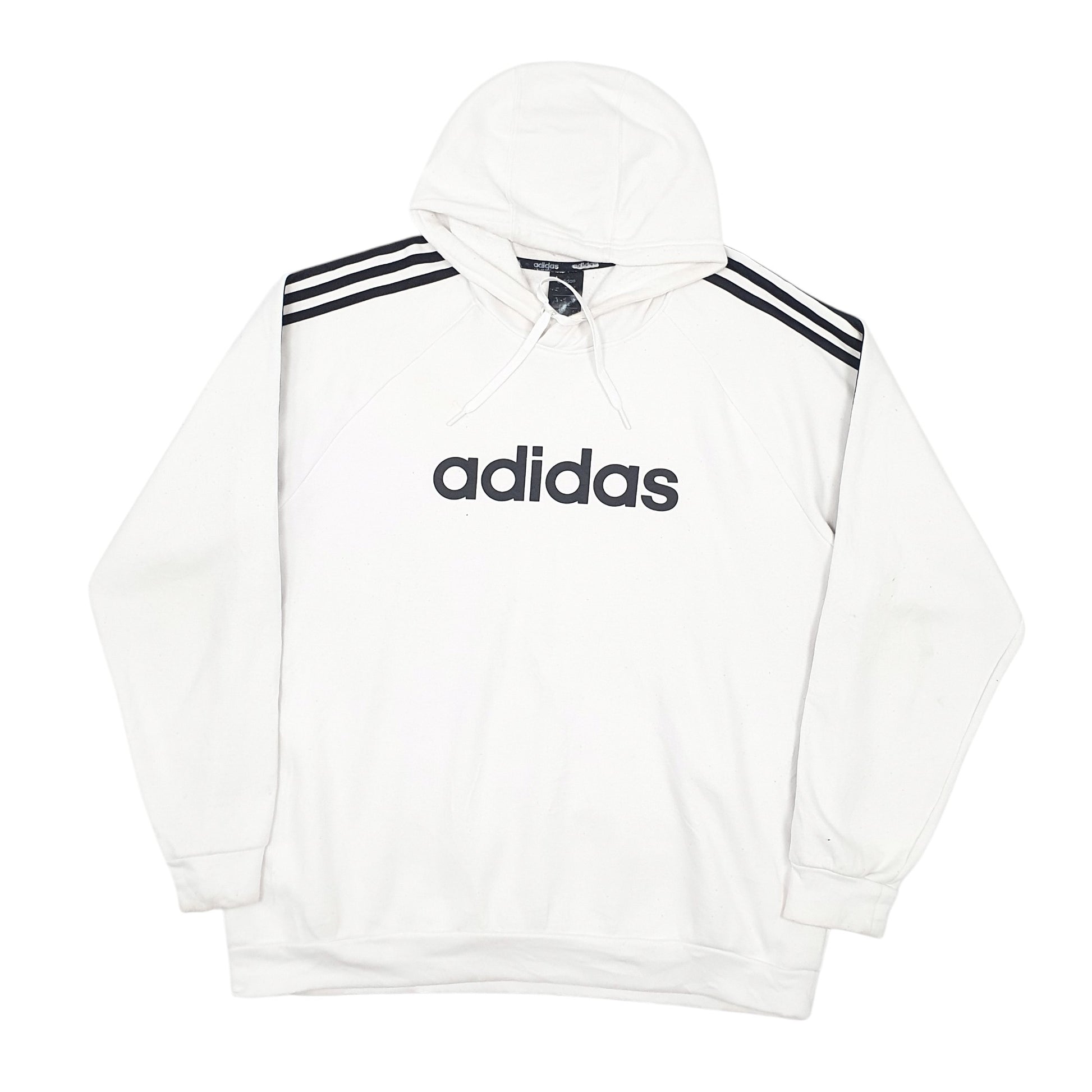 Mens White Adidas Spellout Hoodie Jumper