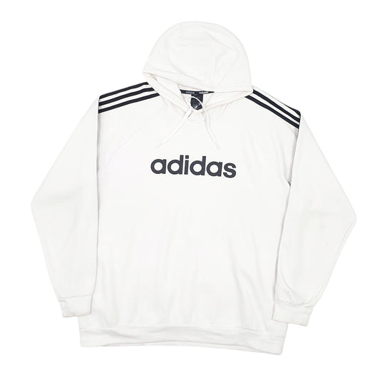 Mens White Adidas Spellout Hoodie Jumper