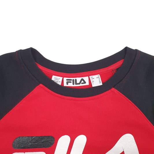 Womens Red Fila Spellout Crewneck Jumper