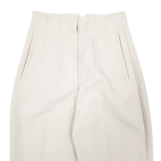 Womens Cream Zara Tripled Pleated Chino Trousers