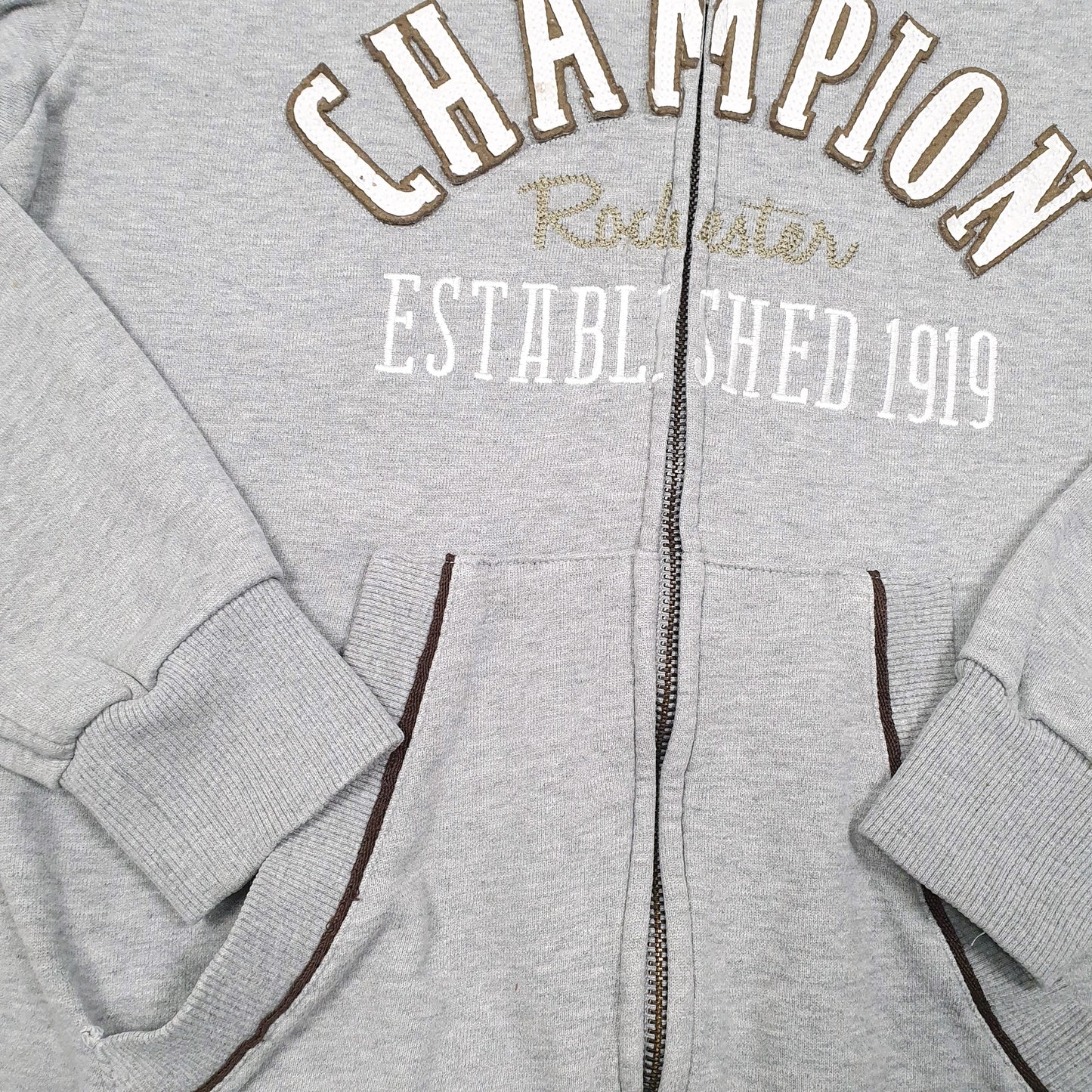 Womens Grey Champion Spellout Rochester 1919 Full Zip Jumper