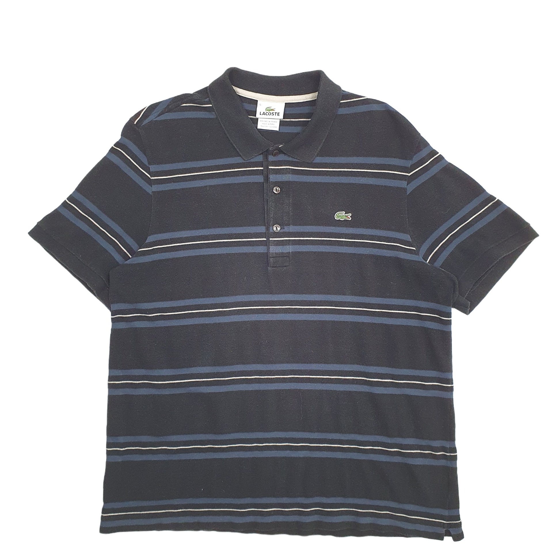 Mens Black Lacoste  Short Sleeve Polo Shirt