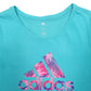Womens Blue Adidas Spellout Short Sleeve T Shirt