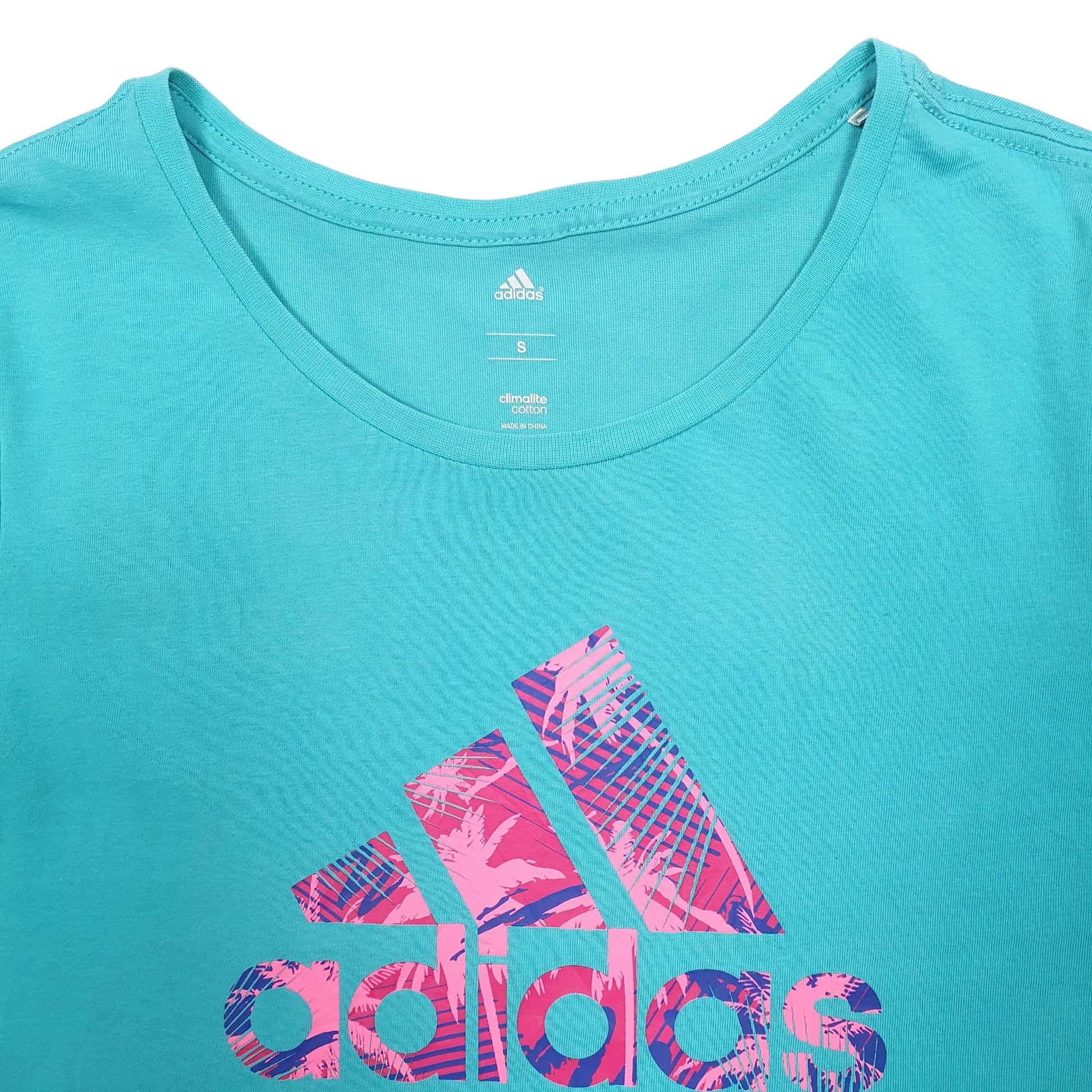 Womens Blue Adidas Spellout Short Sleeve T Shirt