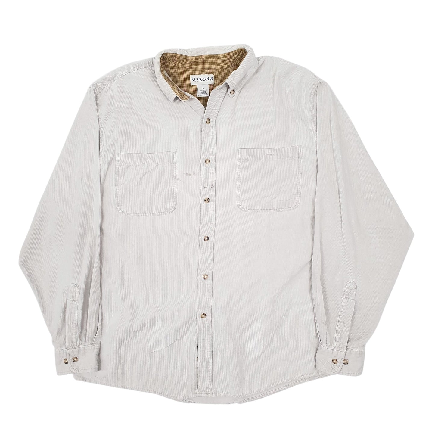 Mens Grey Merona Corduroy Long Sleeve Shirt