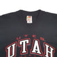 Mens Black Fruit Of The Loom Single Stitch Vintage 90s Utah Athletics Spellout Short Sleeve T Shirt