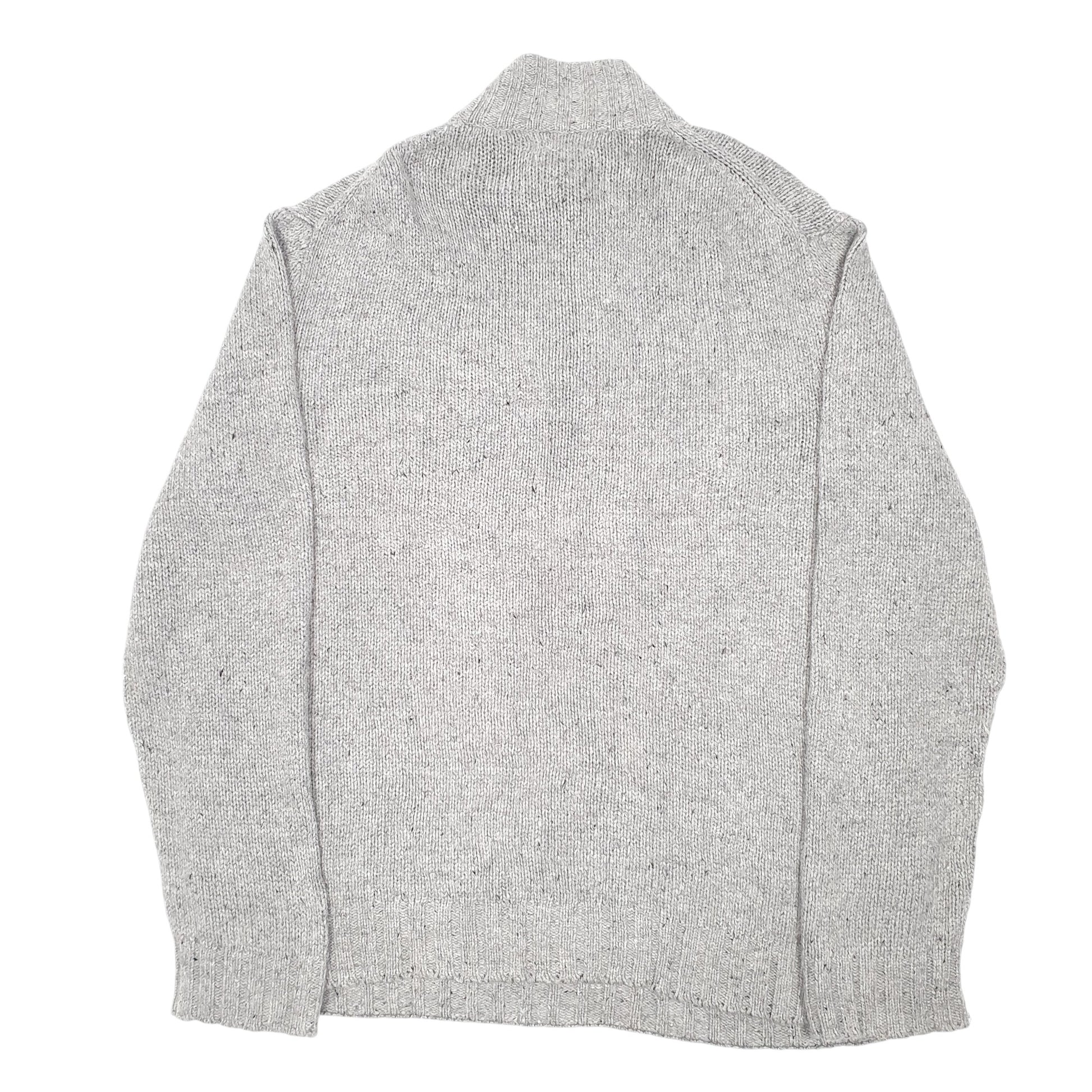 Mens Grey Nautica Knit Button Quarter Zip Jumper
