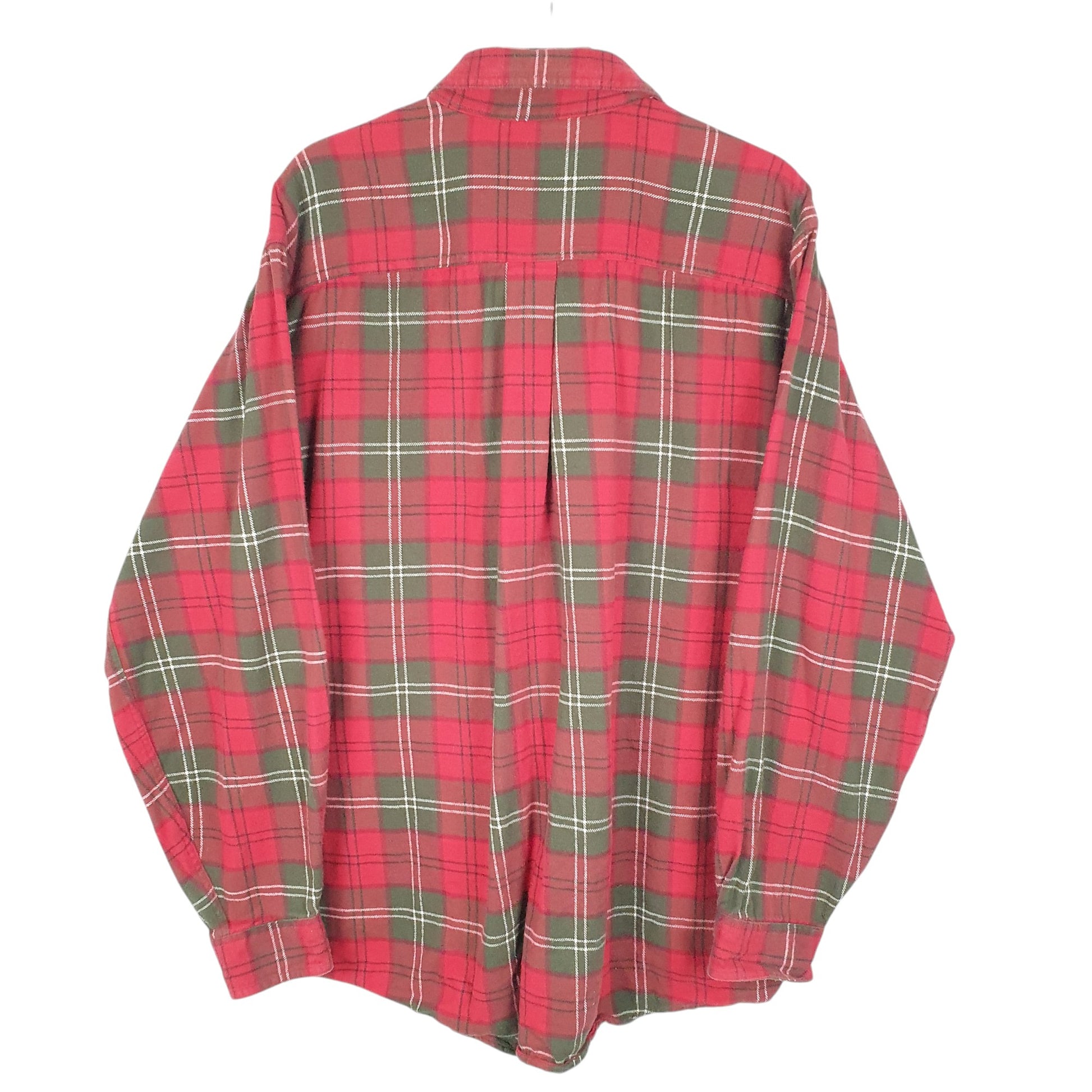 Mens Red L.L.Bean Tartan Flannel Overshirt Shacket Long Sleeve Shirt