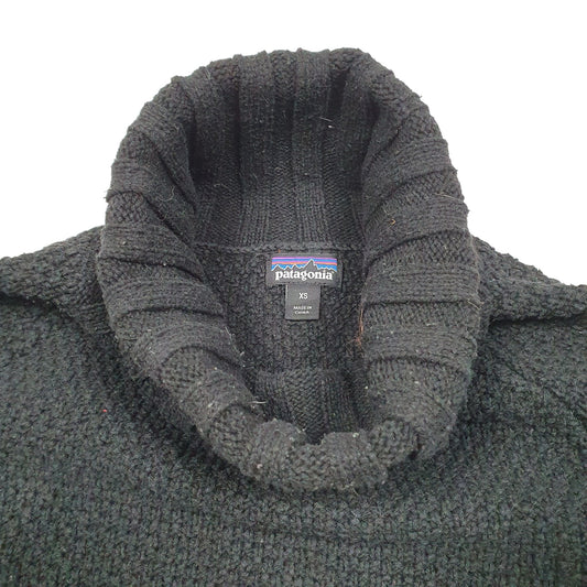 Womens Black Patagonia Knit Chunky Roll Camping Outdoors Turtleneck Jumper