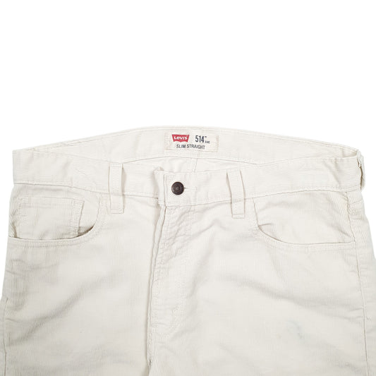 Mens White Levis 514 Corduroy Trousers