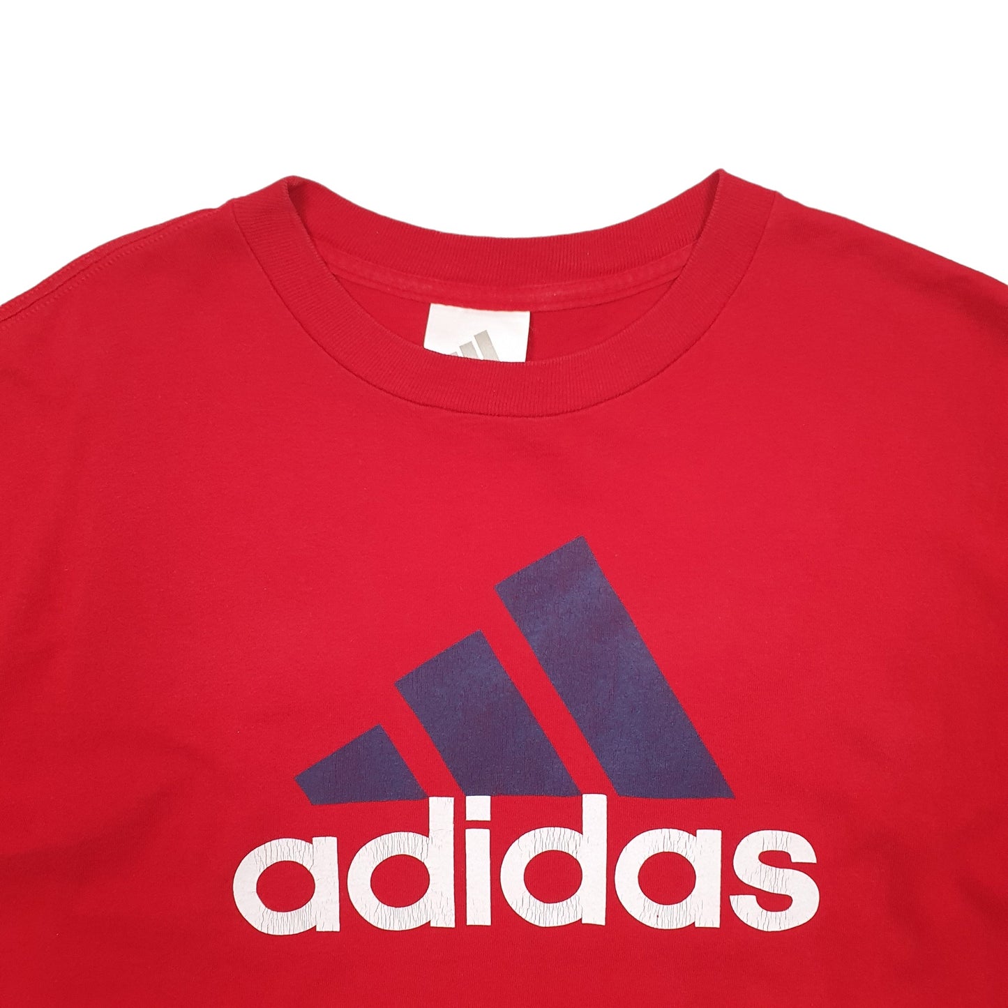 Mens Red Adidas Spellout Short Sleeve T Shirt