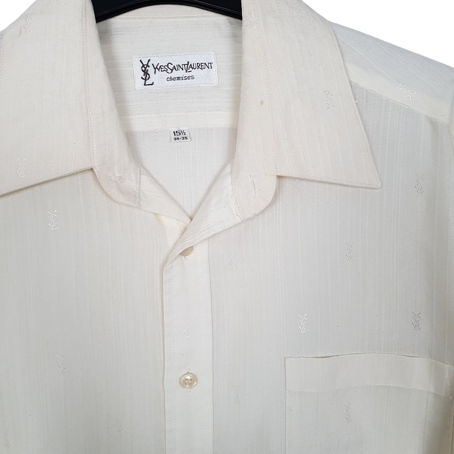 Mens Cream Yves Saint Laurent Sheer Long Sleeve Shirt