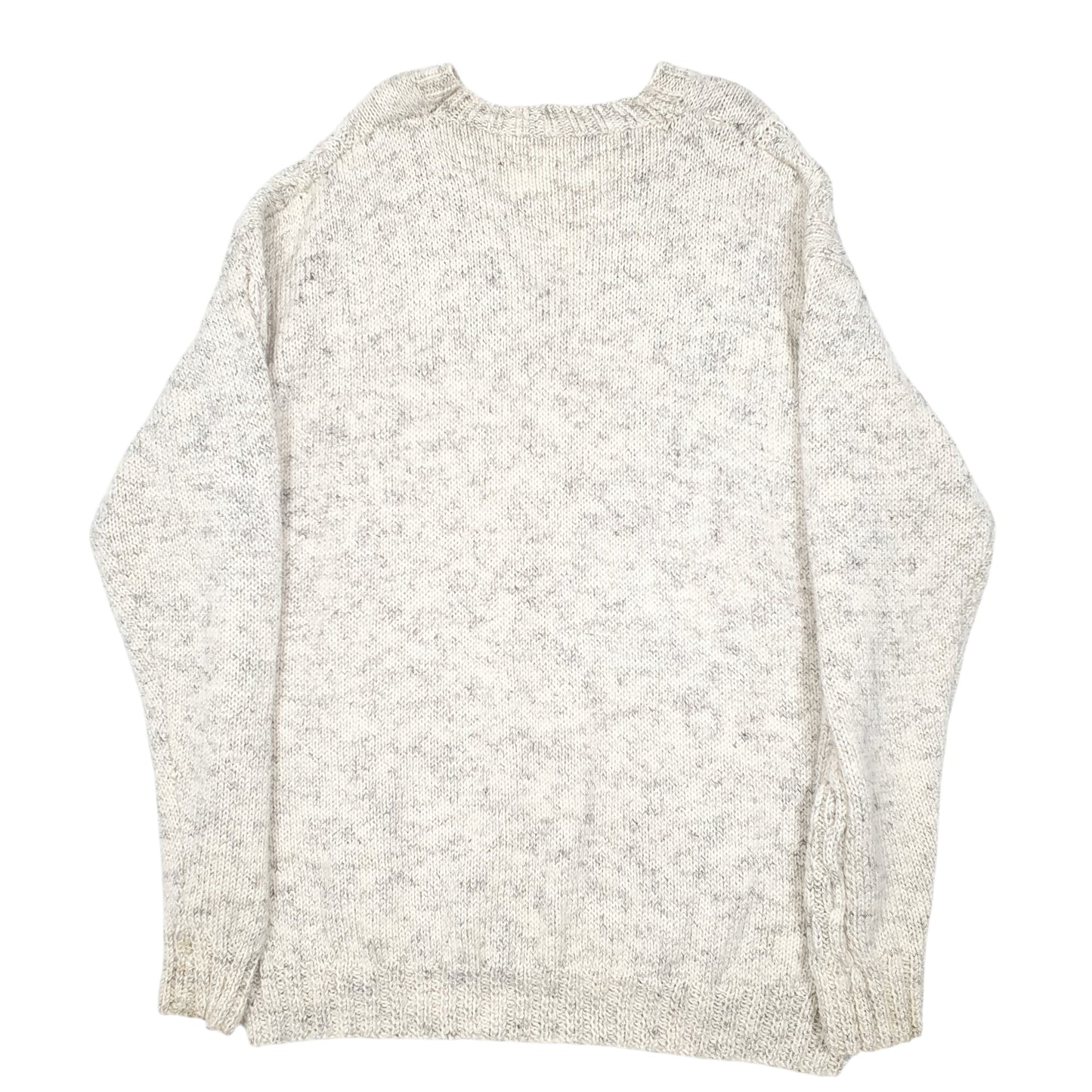 Womens Cream Unbranded Knit Chunky Cable V Neck Jumper