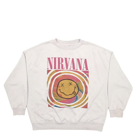 Mens Grey H&M Nirvana Grunge Spellout Crewneck Jumper