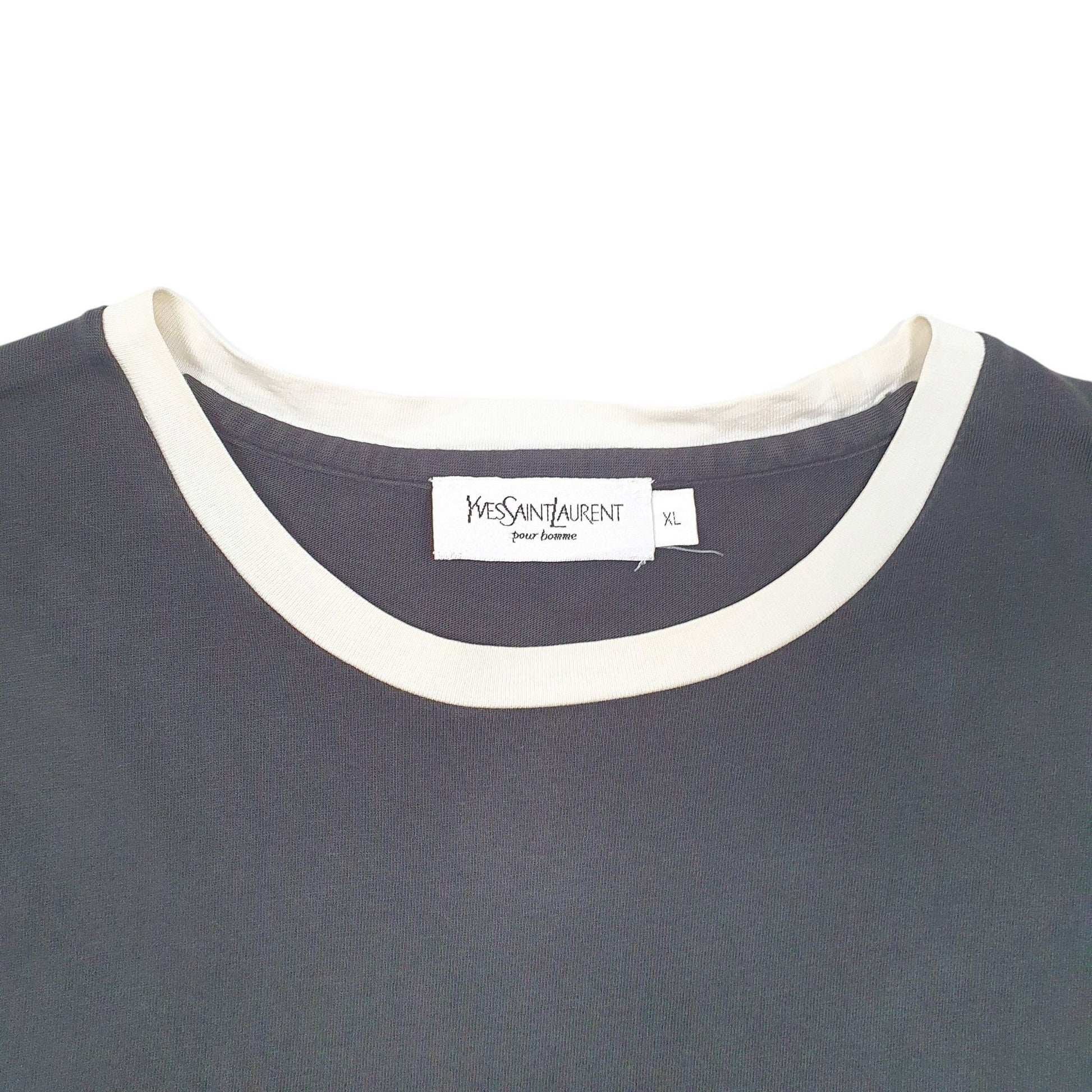 Mens Black Yves Saint Laurent Ringer Short Sleeve T Shirt