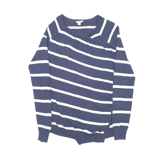 Womens Navy Nautica Knit Open Cardigan Stripe Wrap V Neck Jumper