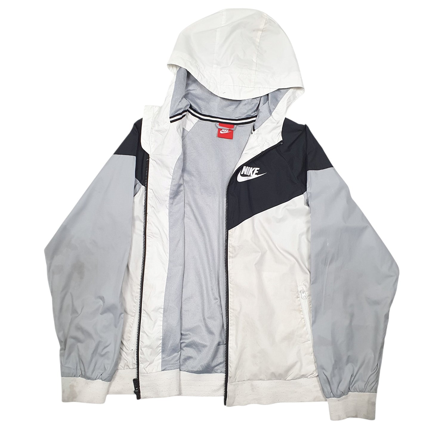 Mens White Nike Windrunner Hooded  Coat