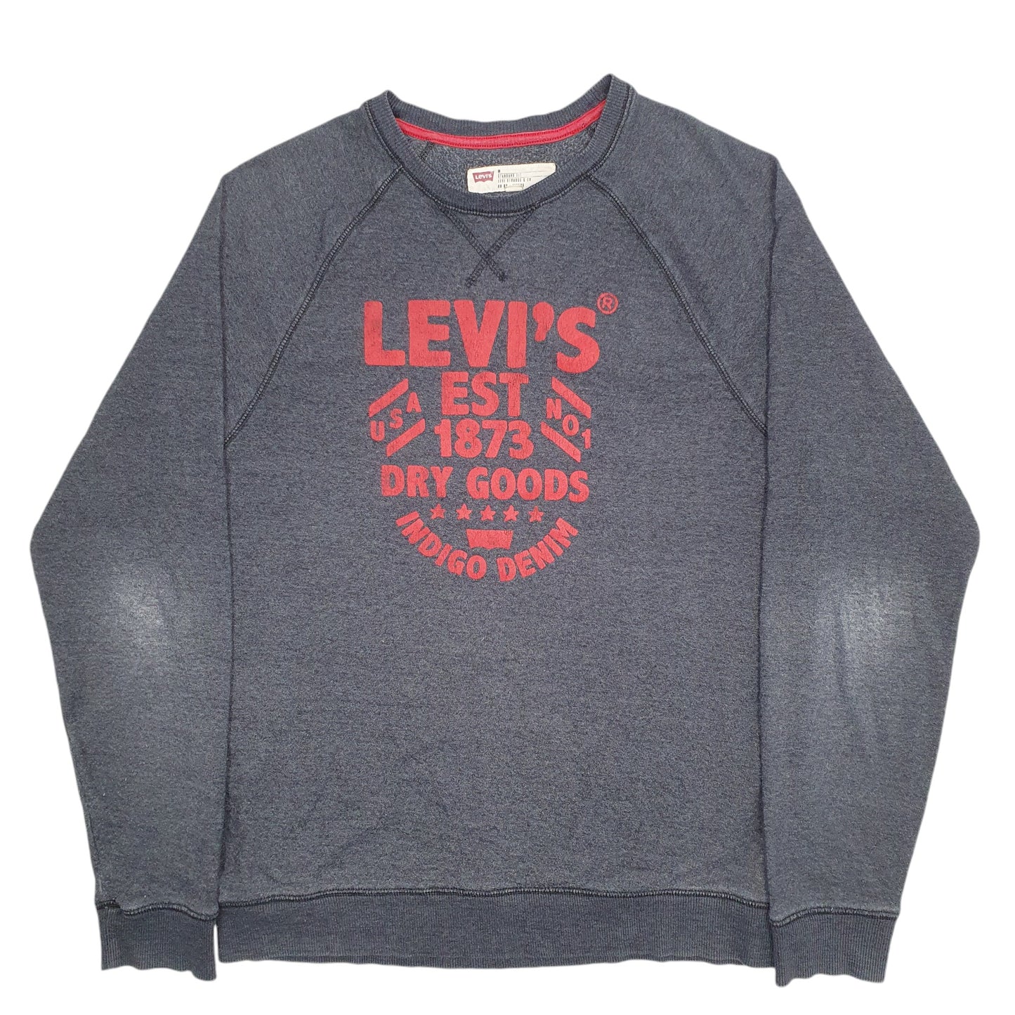 Mens Grey Levis Spellout Crewneck Jumper