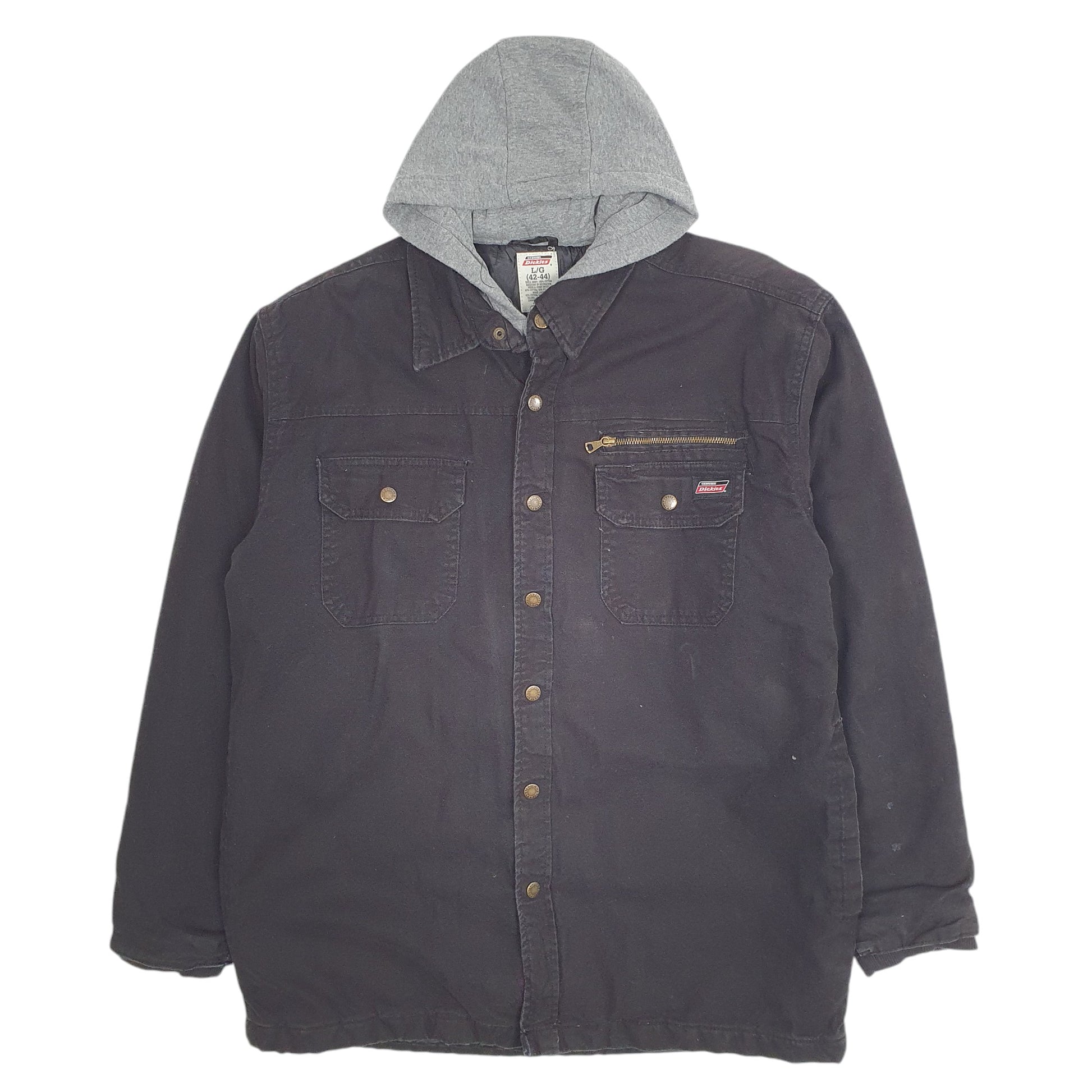 Mens Black Dickies Shacket Overshirt Hooded  Coat