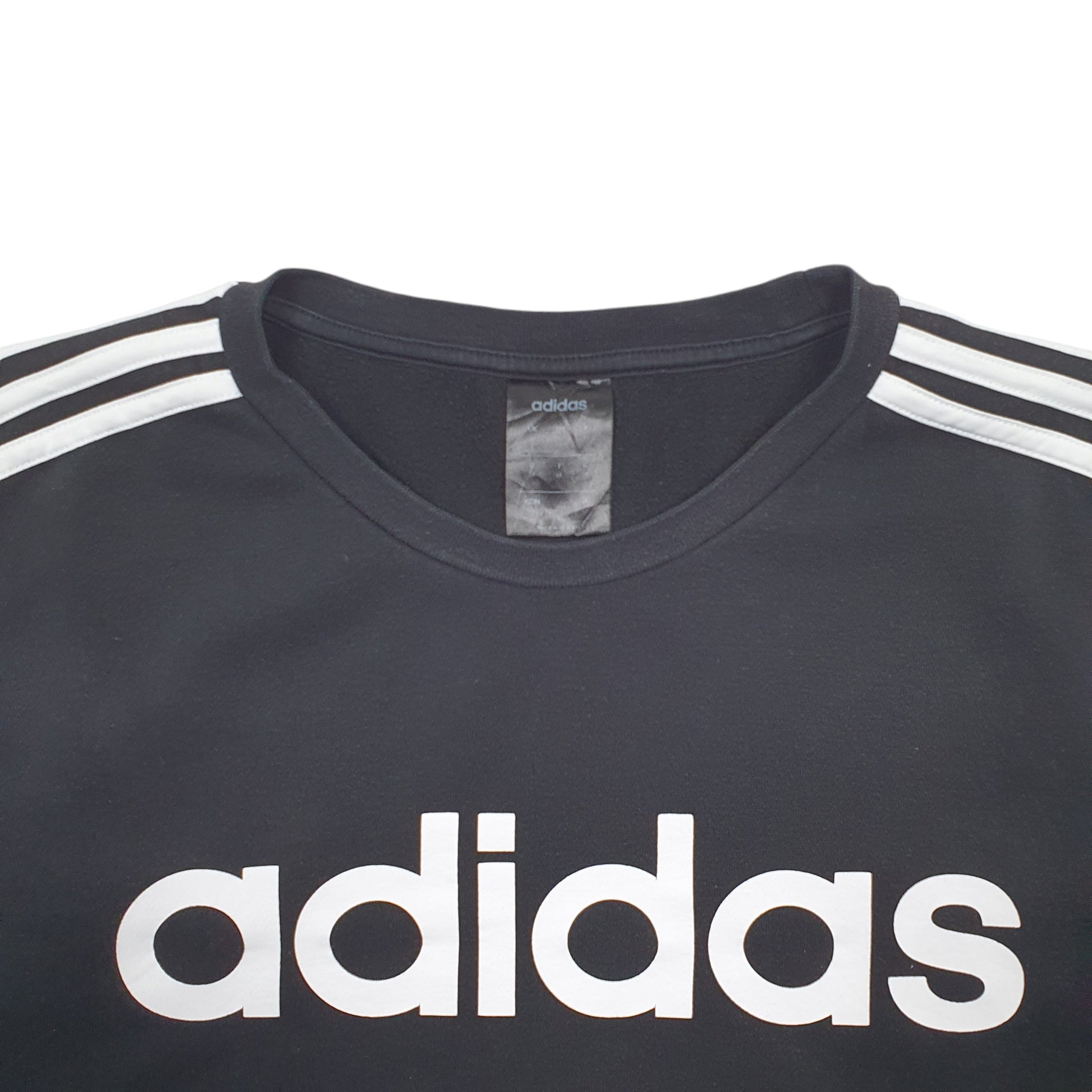 Mens Black Adidas Spellout Crewneck Jumper