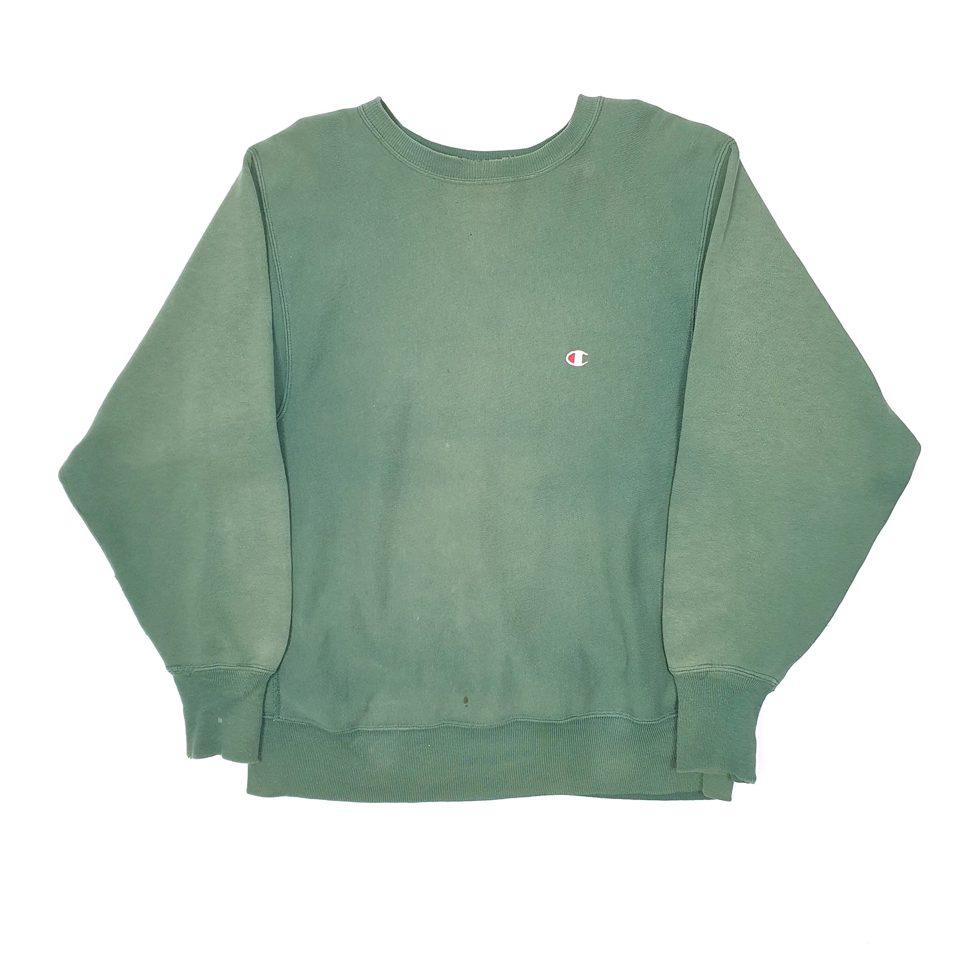 Mens Green Champion Vintage 1980s 90s Made In USA Reverse Weave Crewneck Jumper