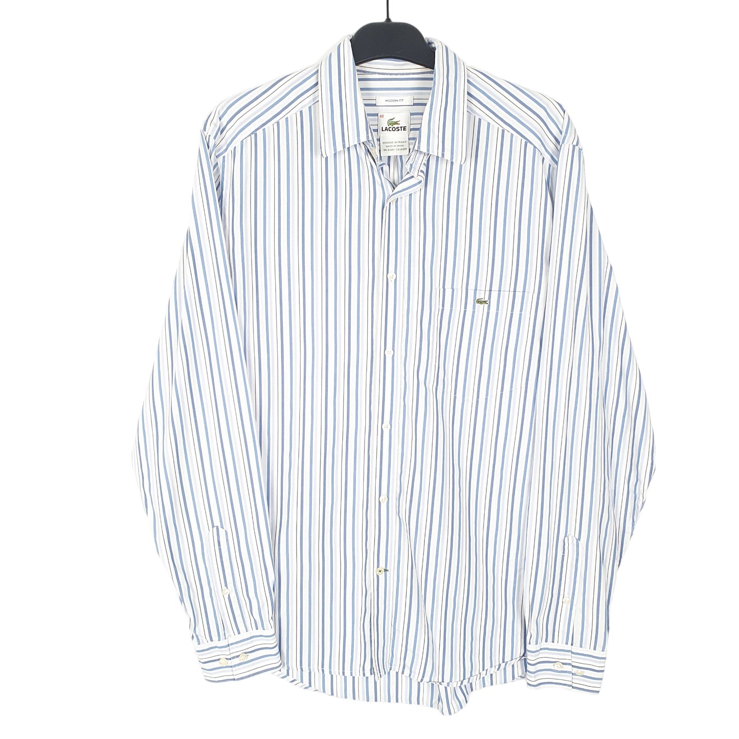 Mens Blue Lacoste Modern Long Sleeve Shirt