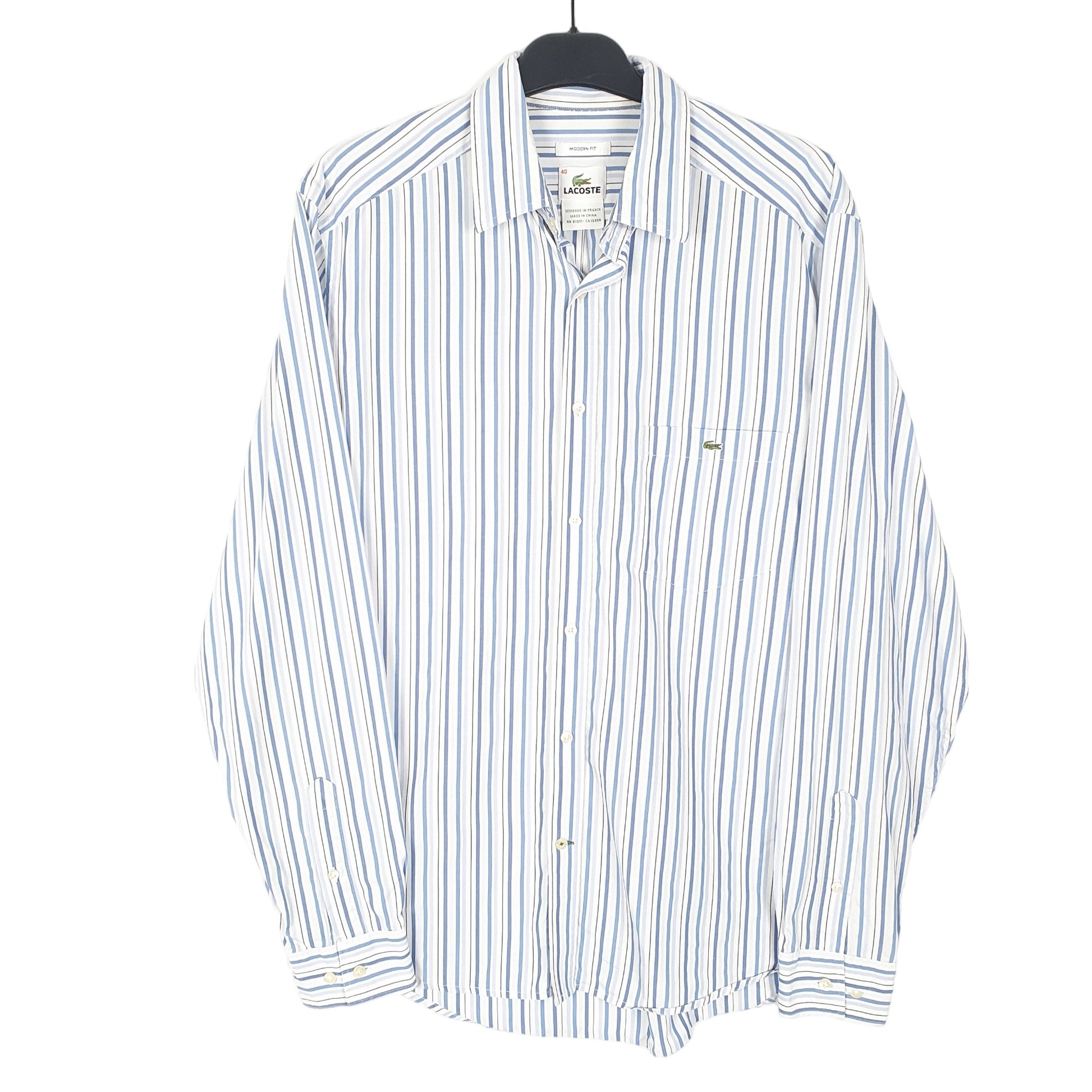 Mens Blue Lacoste Modern Long Sleeve Shirt