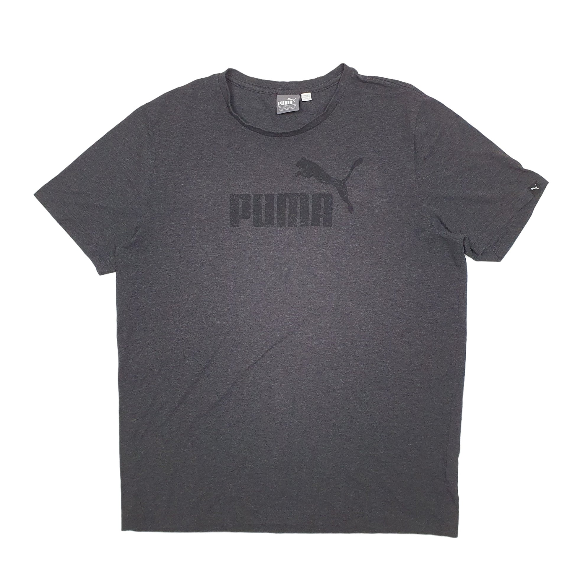 Mens Grey Puma Spellout Short Sleeve T Shirt