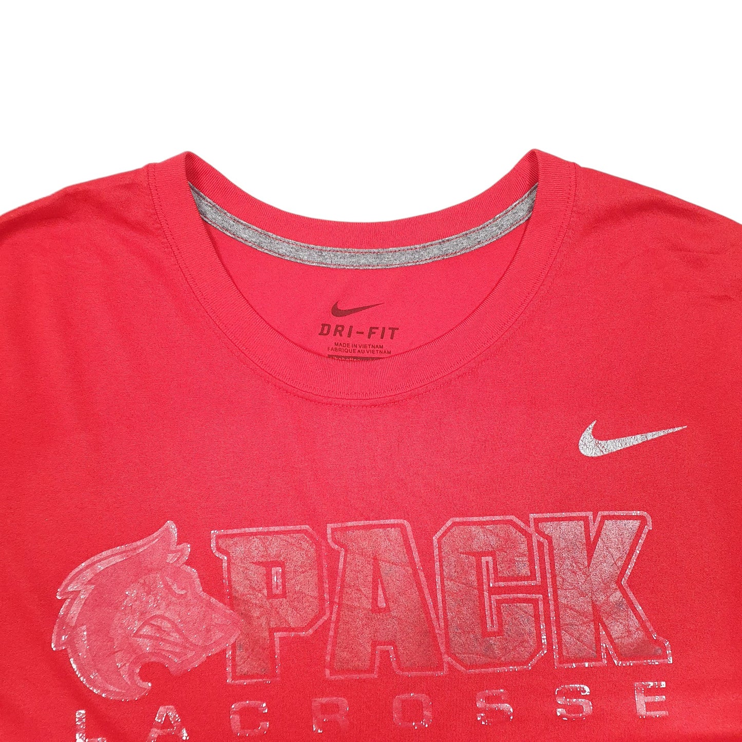 Mens Red Nike Wolf Pack Lacrosse Dri Fit Short Sleeve T Shirt