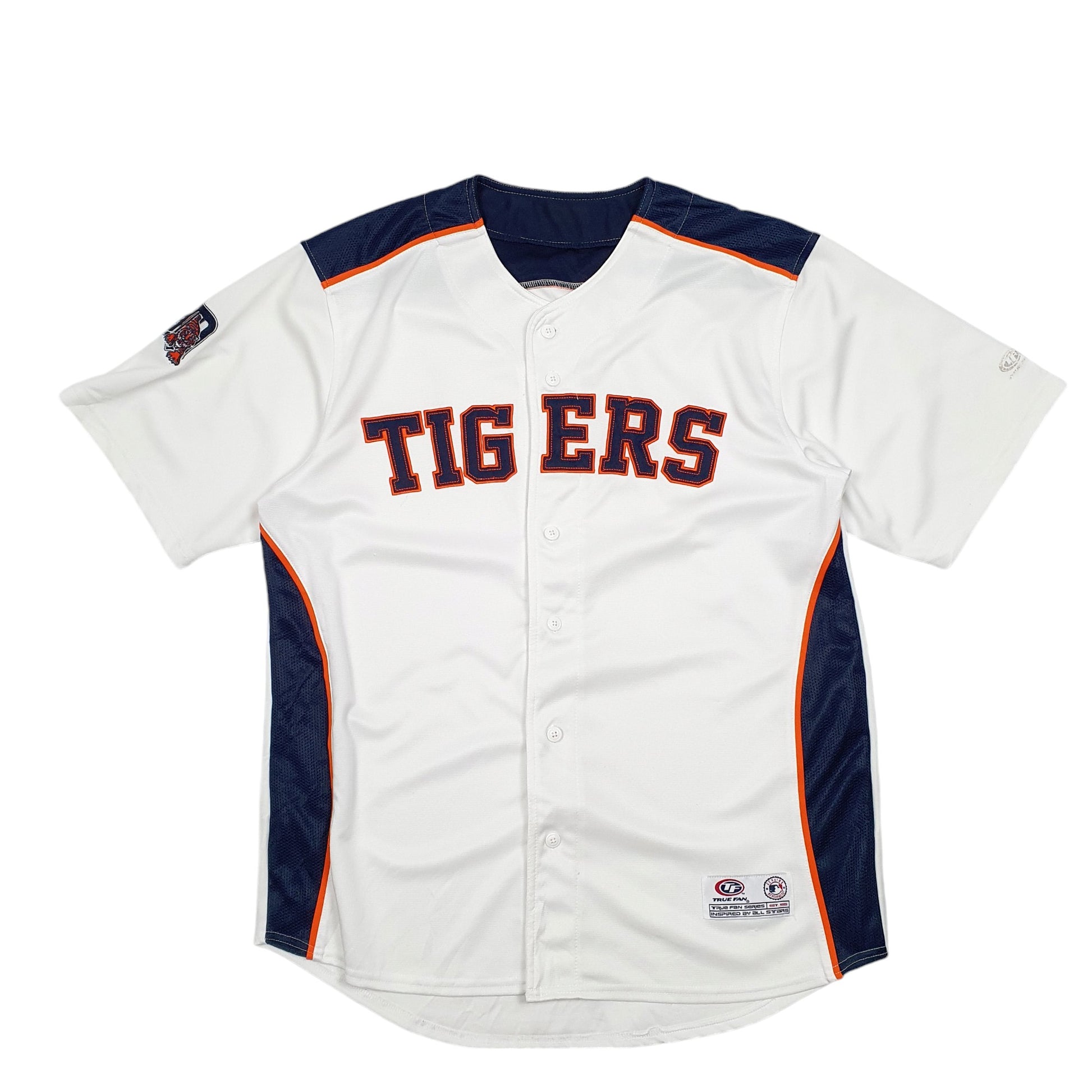 Mens White True Fan MLB Baseball Jersey Detroit Tigers Short Sleeve T Shirt
