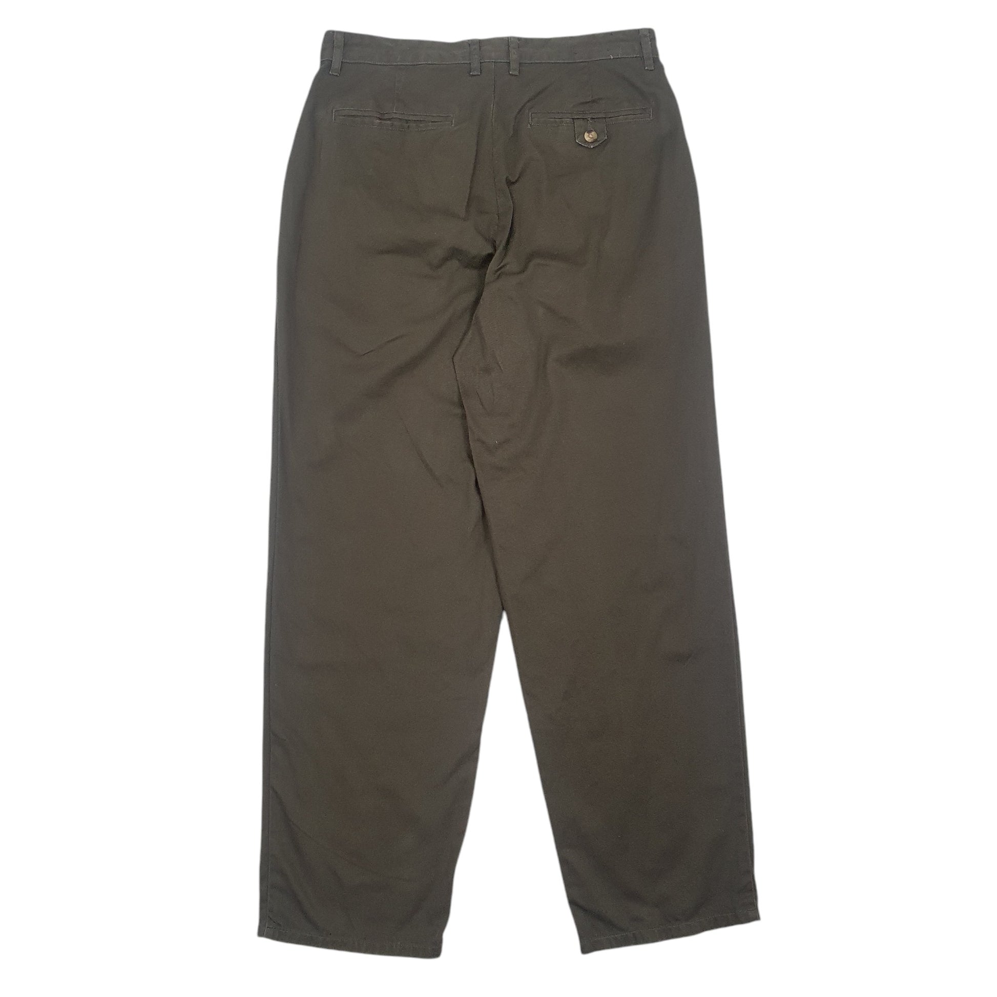Mens Khaki Tommy Hilfiger Double Pleated Chino Trousers