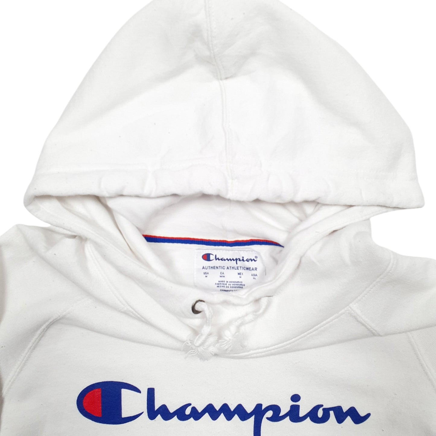 Womens White Champion Spellout Hoodie Jumper