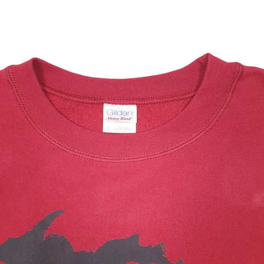 Mens Burgundy Gildan Michigan USA Spellout Crewneck Jumper