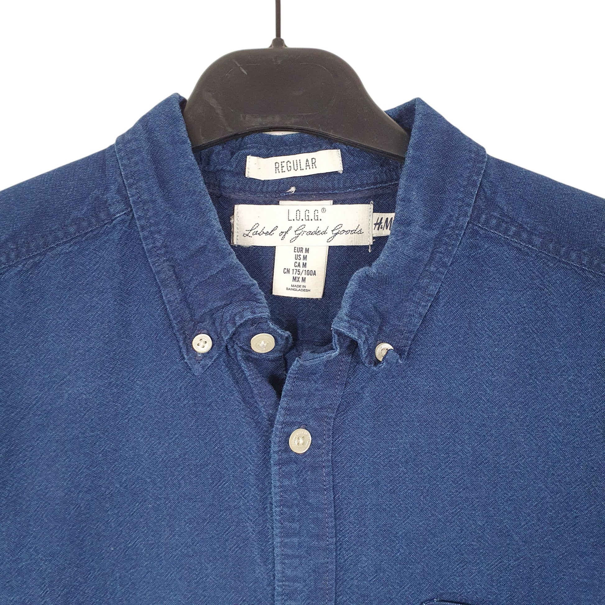 H&M Regular Fit Long Sleeve Indigo Shirt M – Bundl Clothing