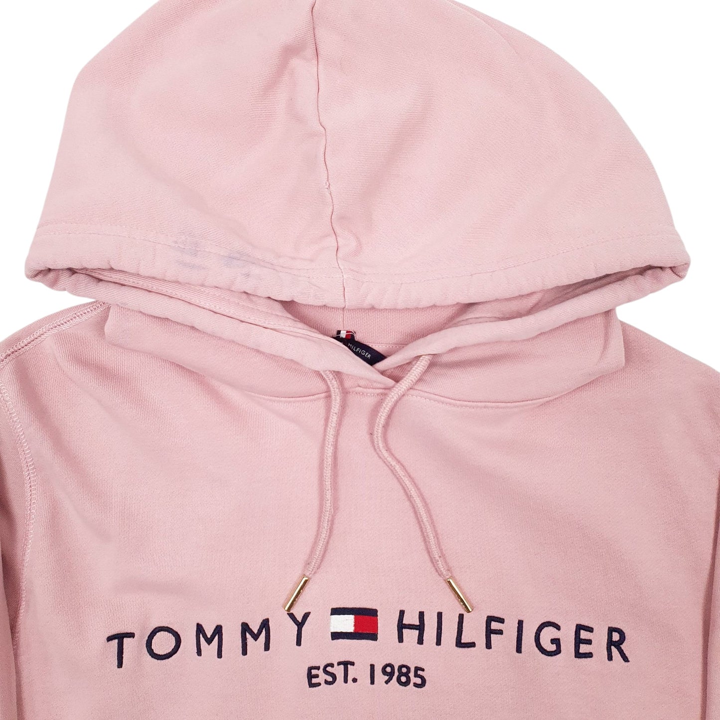 Womens Pink Tommy Hilfiger Spellout Hoodie Jumper