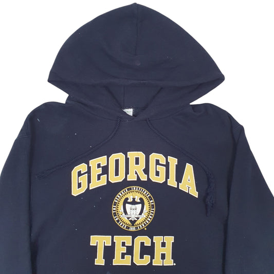 Mens Navy Champion Georgia Tech Spellout Hoodie Jumper