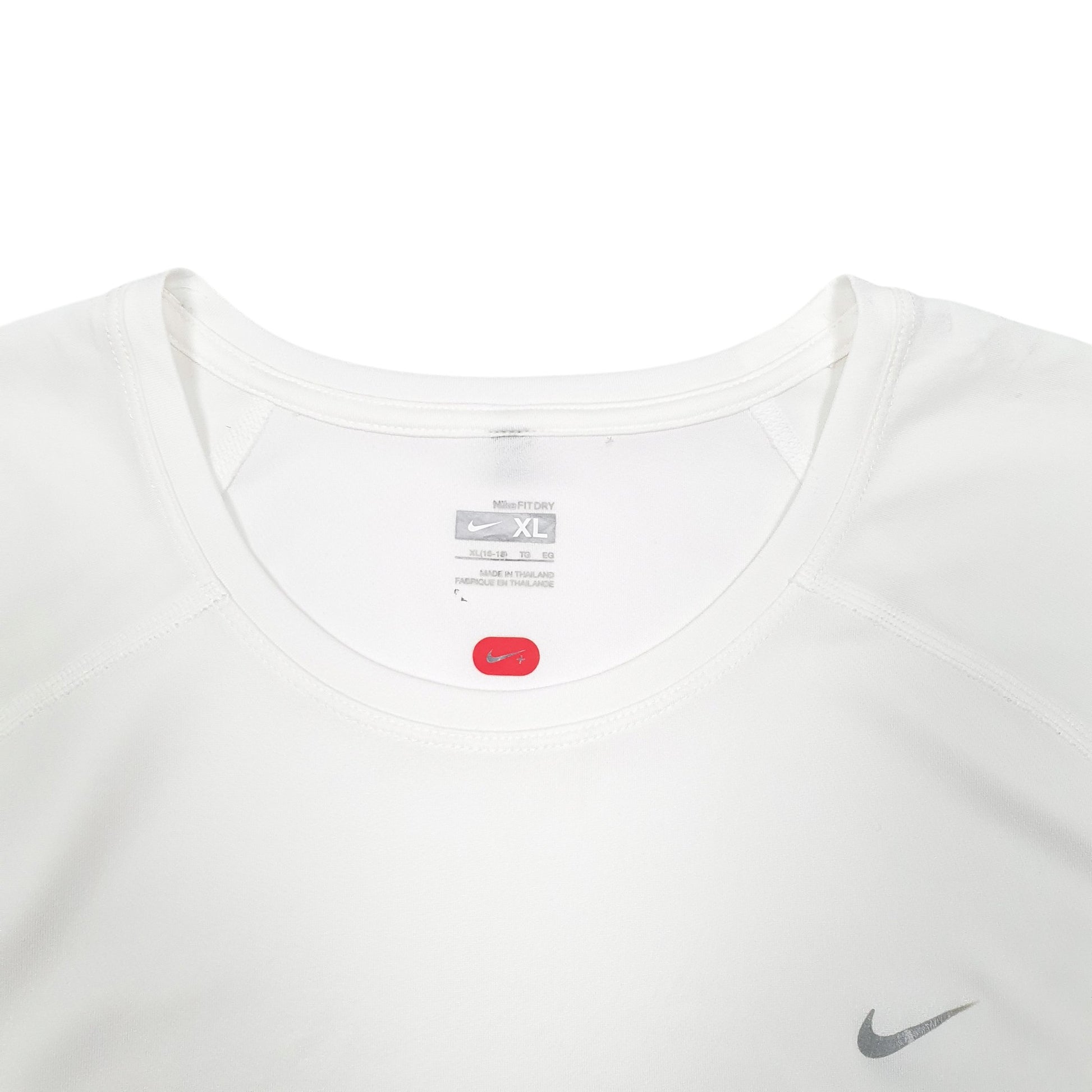 Womens White Nike Active Fit Dry Gym Workout Running Short Sleeve T Shirt