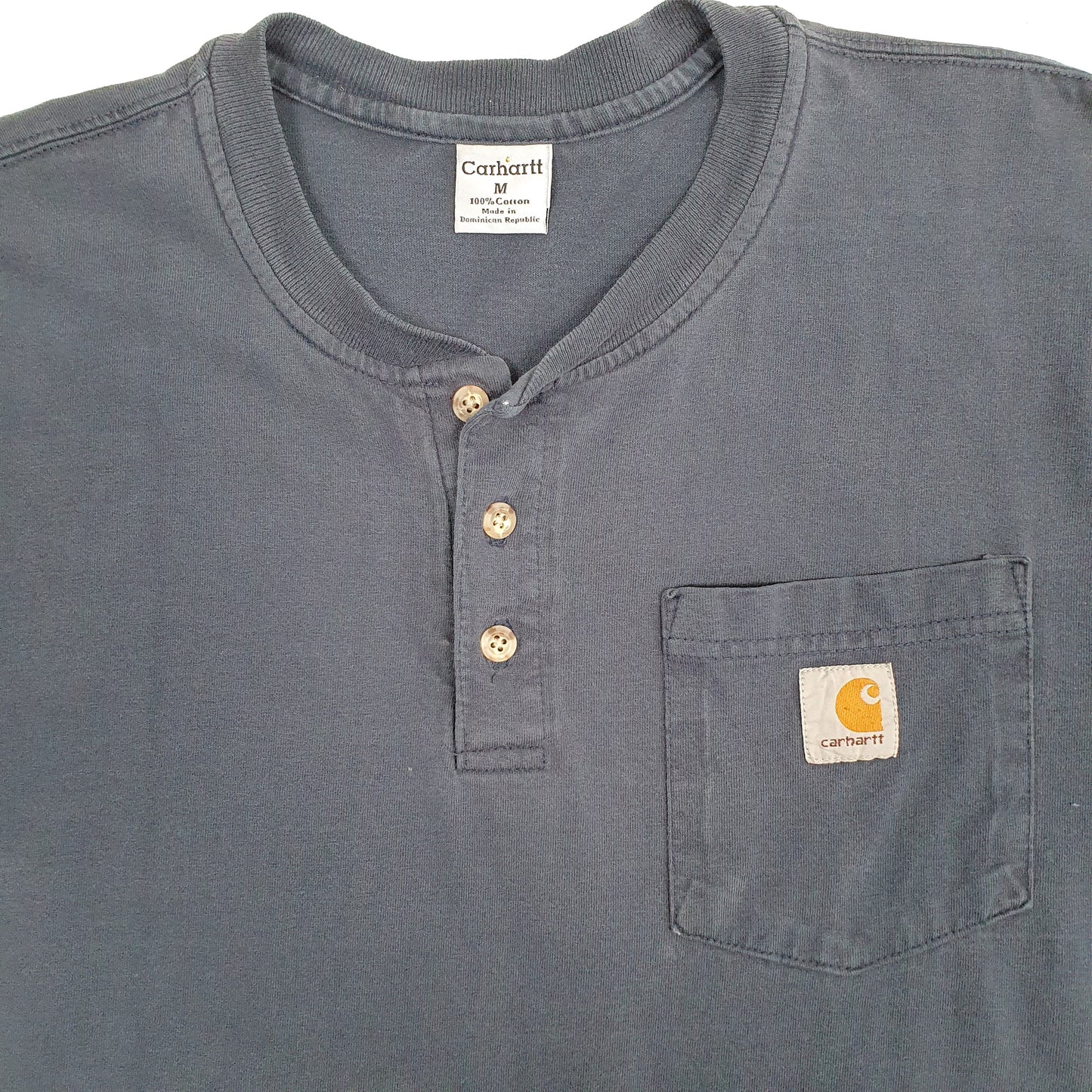 Mens Navy Carhartt Henley Long Sleeve T Shirt