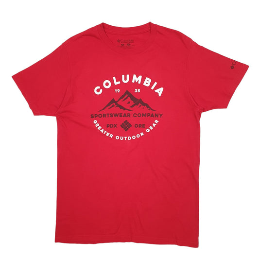 Mens Red Columbia Sportswear Spellout Short Sleeve T Shirt