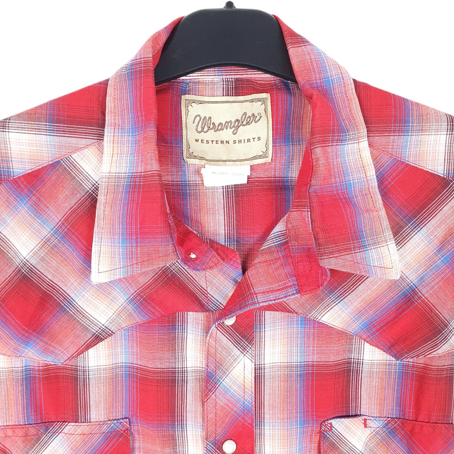 Mens Red Wrangler Western Cowboy Pearl Snap Short Sleeve Shirt