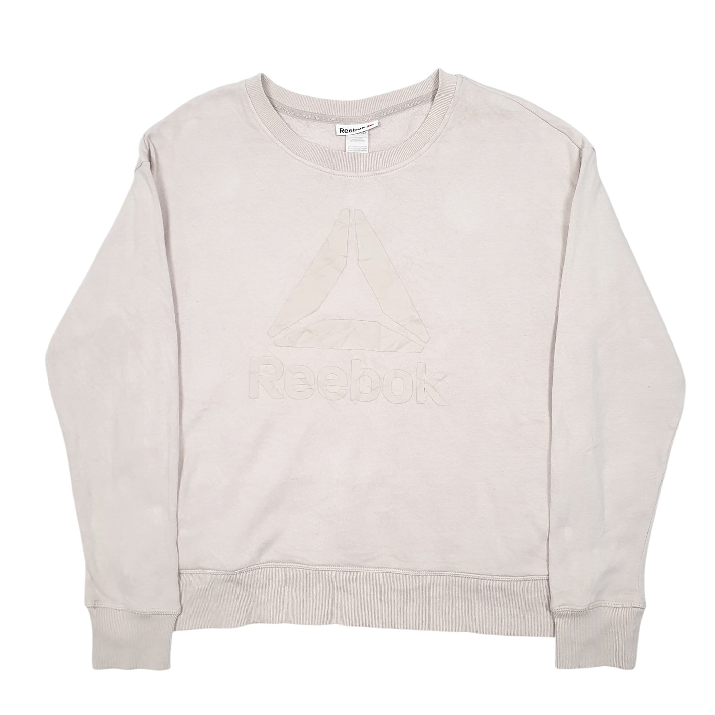 Womens Beige Reebok Spellout Workout Crewneck Jumper