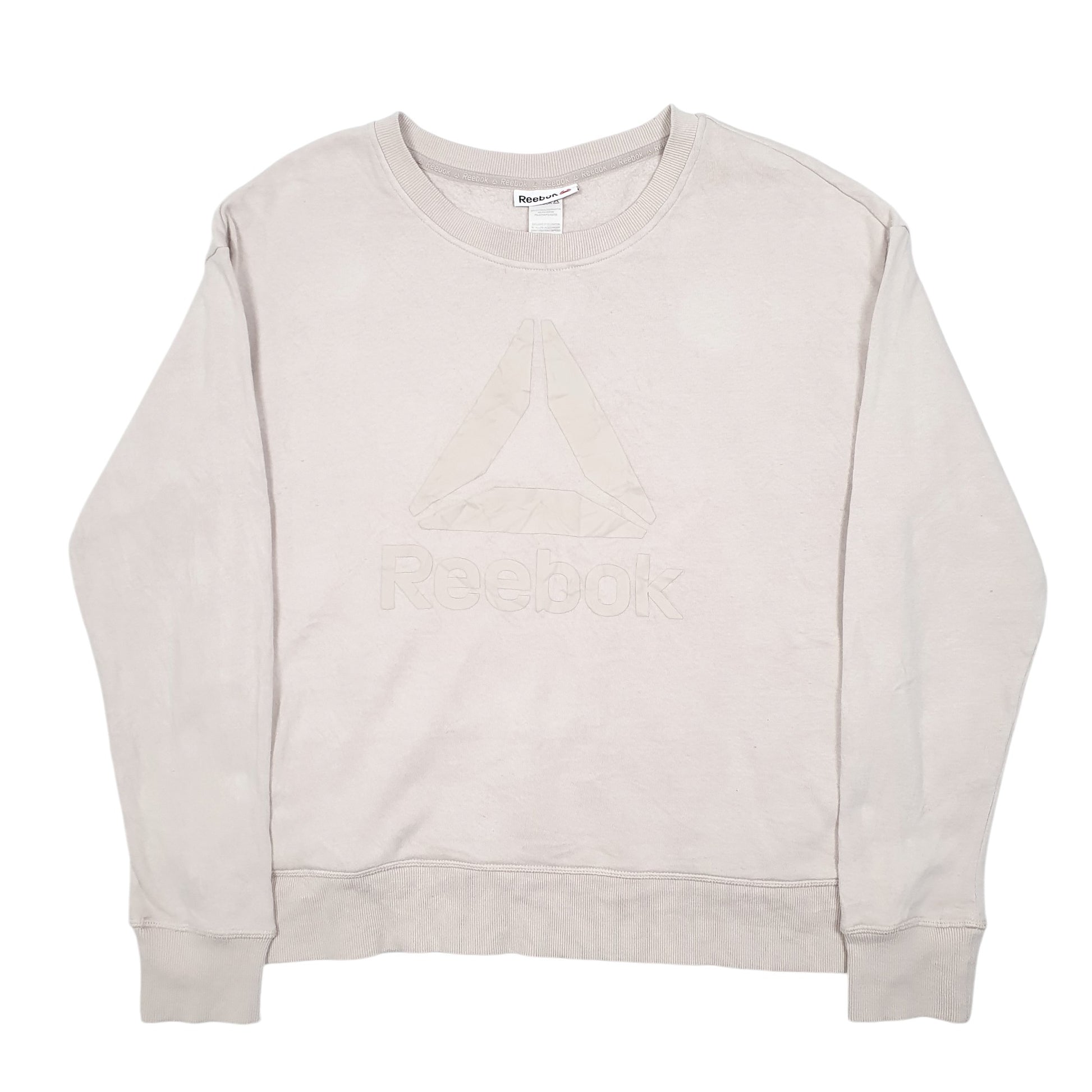 Womens Beige Reebok Spellout Workout Crewneck Jumper