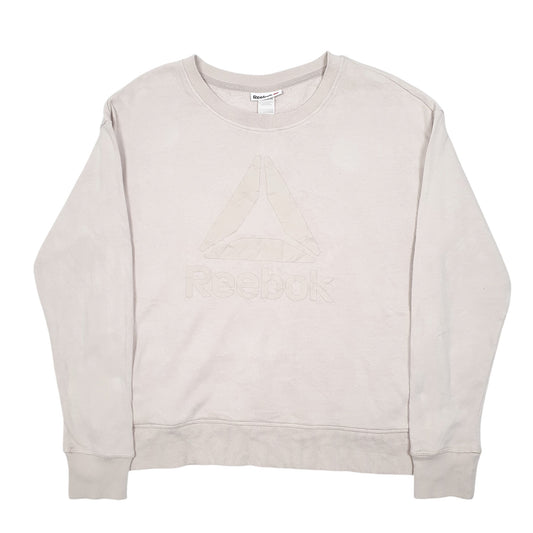 Womens Beige Reebok Spellout Workout Crewneck Jumper