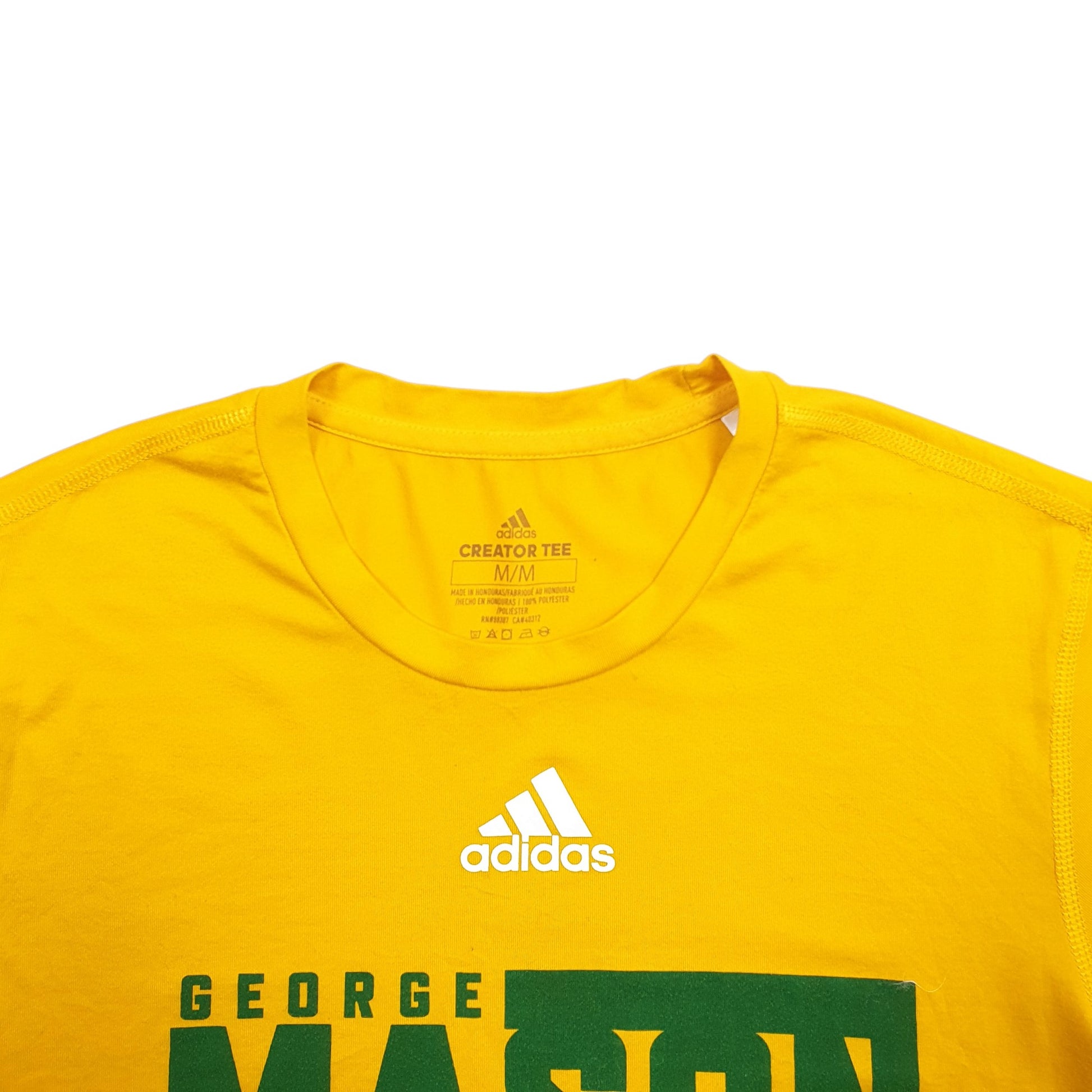 Mens Yellow Adidas George Mason Lacrosse Spellout Short Sleeve T Shirt