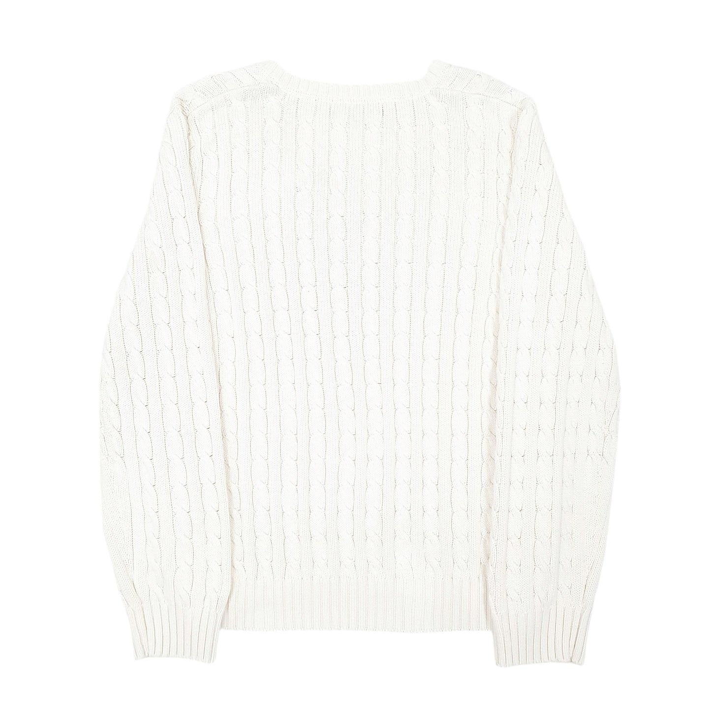 Mens White Tommy Hilfiger Cable Knitwear Crewneck Jumper