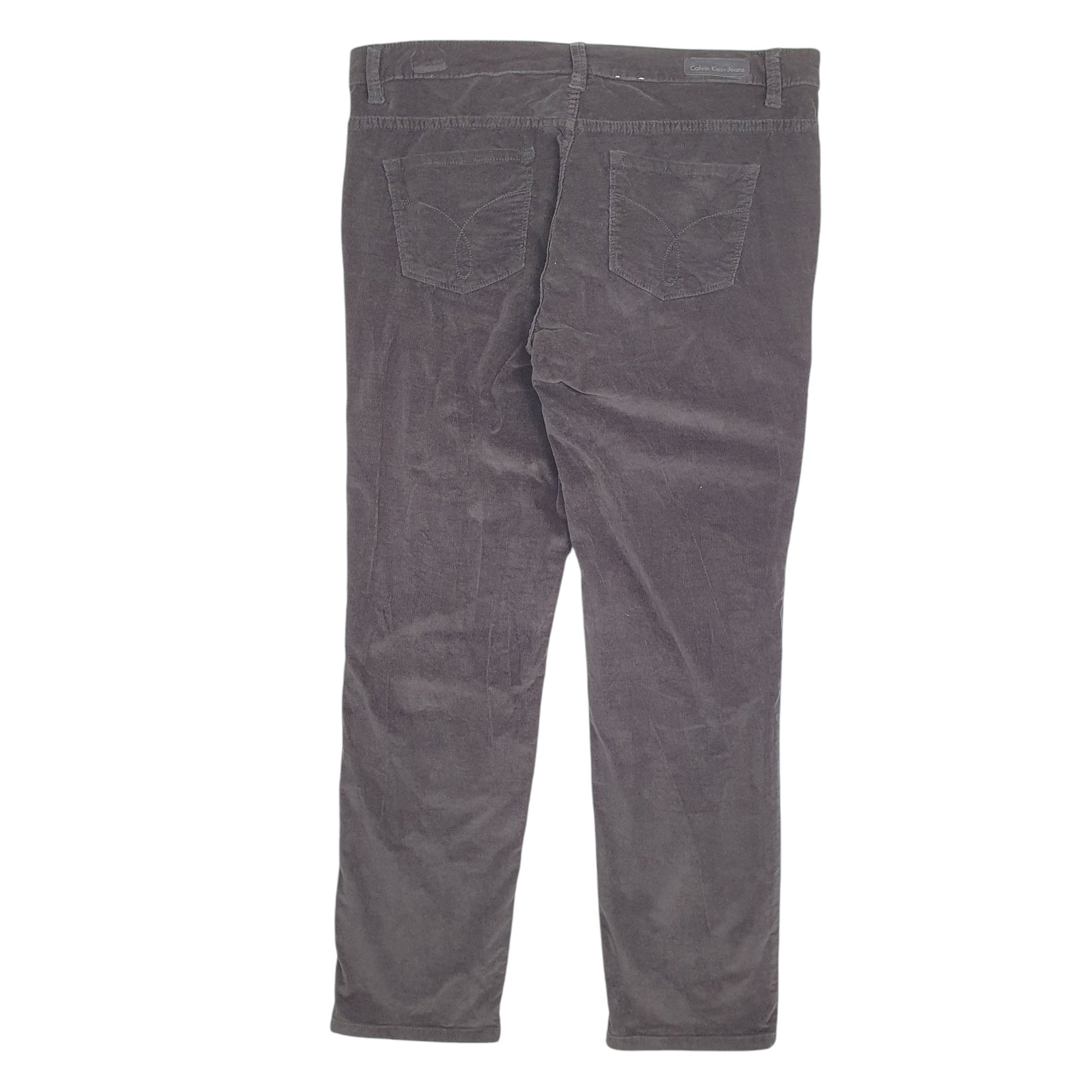 Womens Grey Calvin Klein Stretch Fit Corduroy Trousers