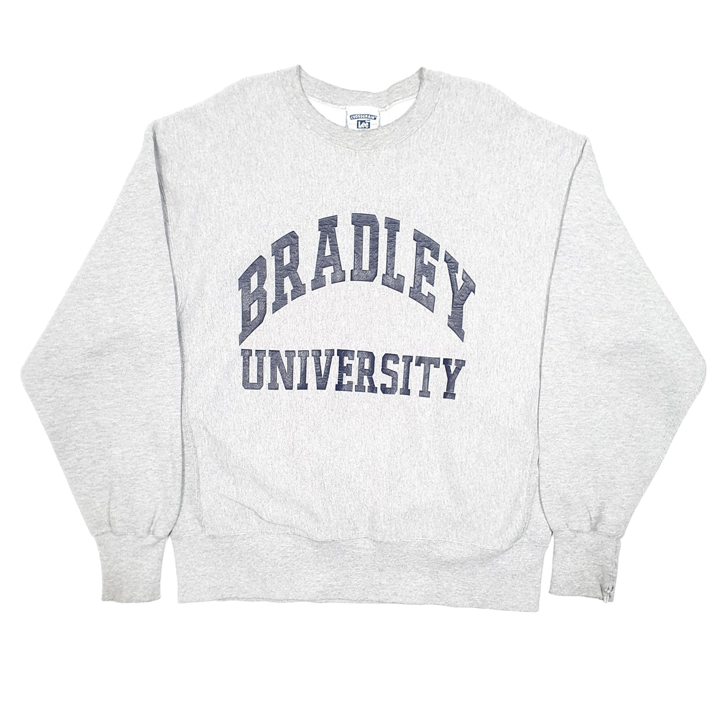 Mens Grey Lee Vintage Crossgrain Reverse Weave Bradley University Crewneck Jumper