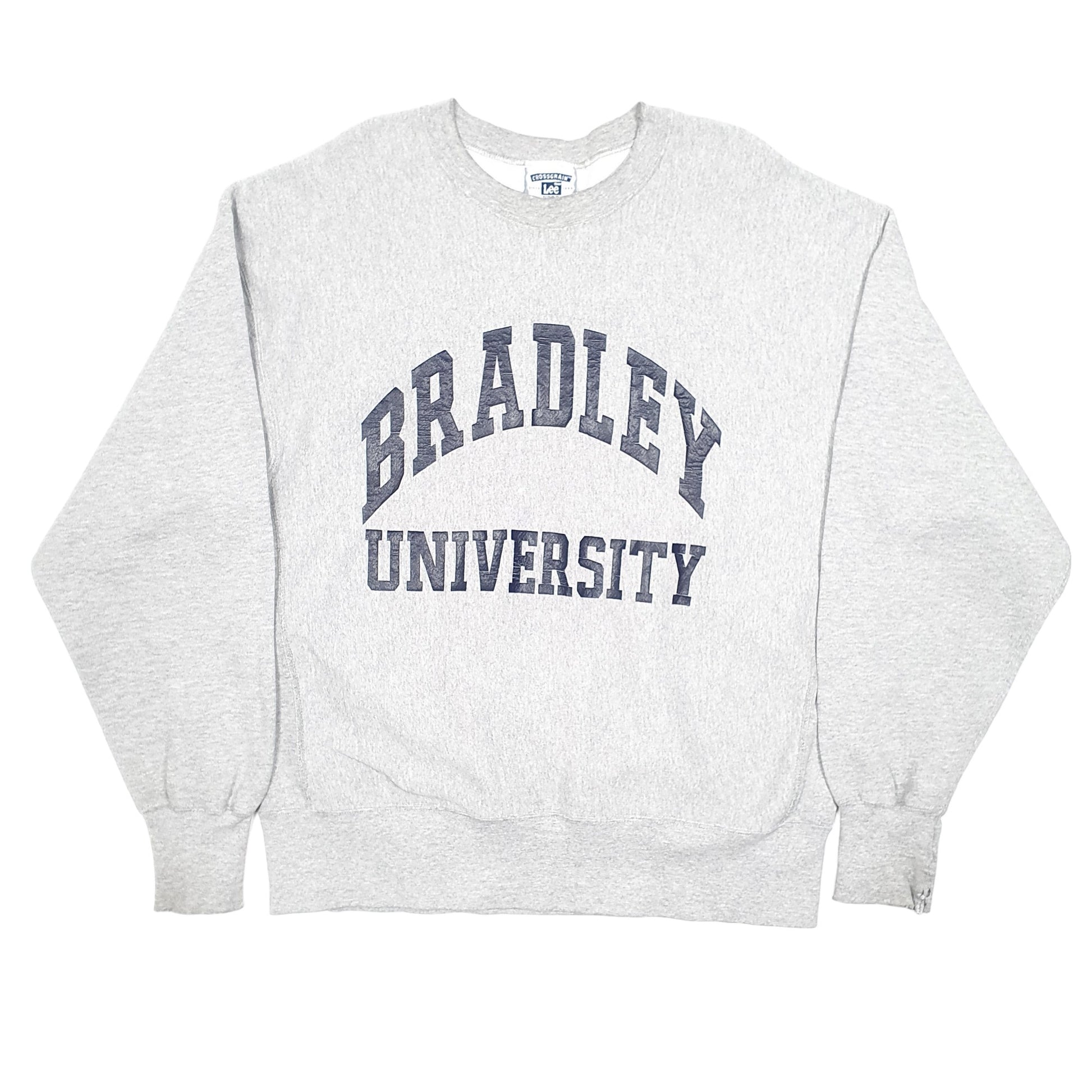 Mens Grey Lee Vintage Crossgrain Reverse Weave Bradley University Crewneck Jumper